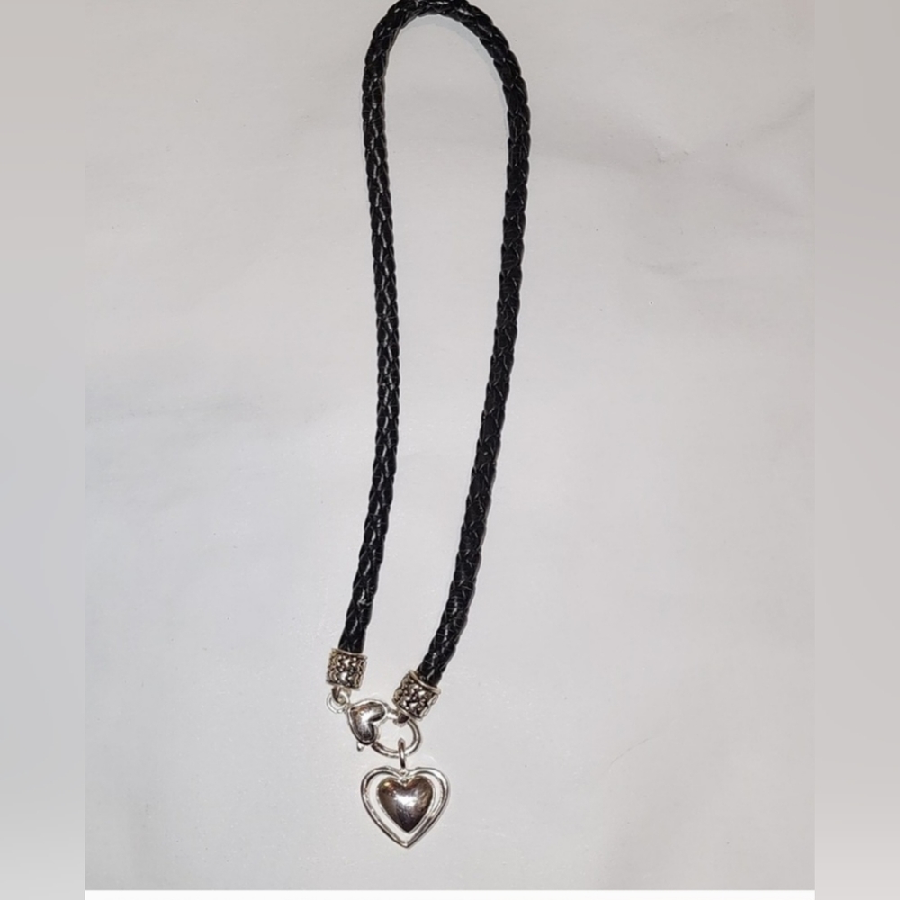 Black leather braided choker.